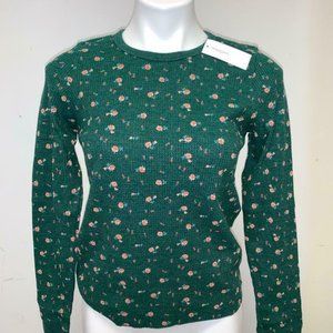 American Eagle Women's Printed Thermal Green Multi Color Top, L